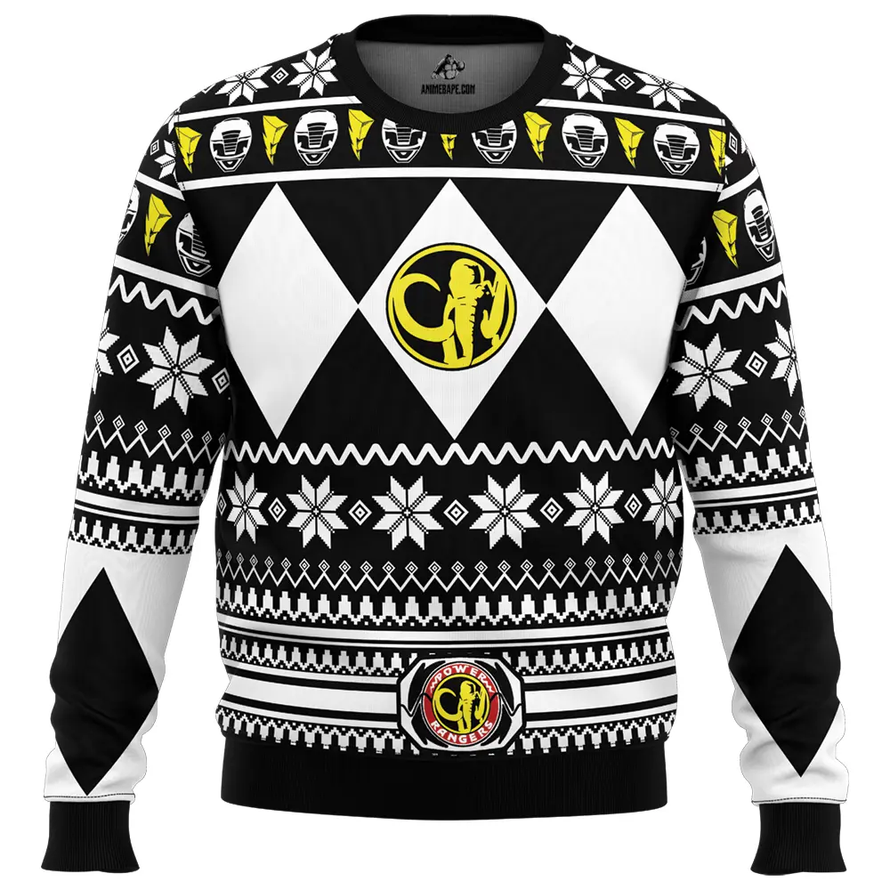 Mighty morphin black ranger power rangers ugly christmas sweater